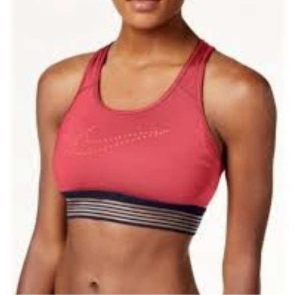Nike Pro Classic Sports Bra Coral‎ Perfotated Swoosh Logo Size Medium - Picture 1 of 4